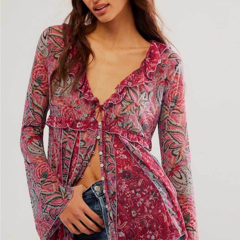 Free People Wildest Dreams floral tunic top Small NWT
